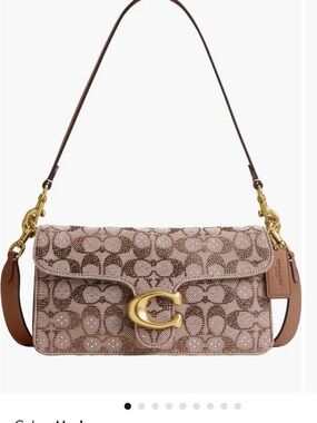 Coach Pink Brown Signature C-Logo Shoulder Bag